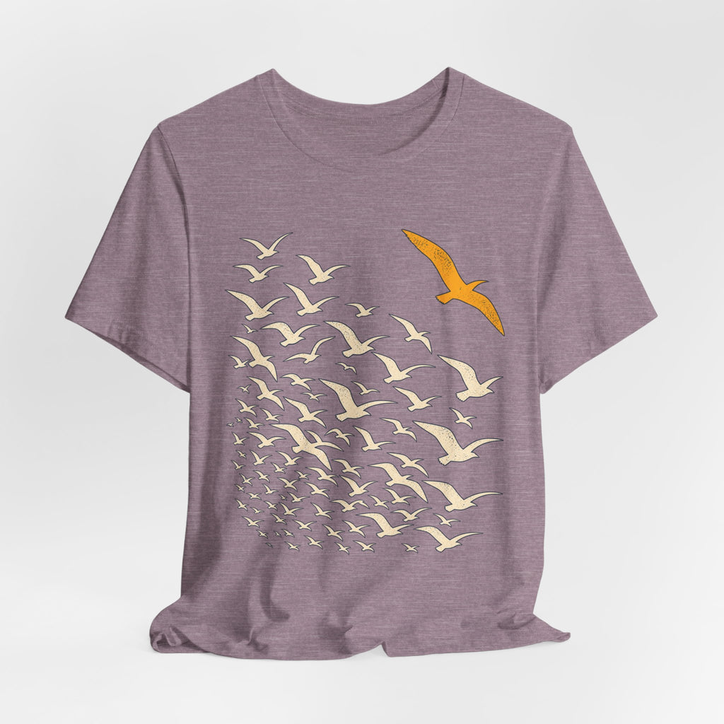 Break From the Flock Bird T-Shirt in Black Heather - funny bird break from the flock introvert graphic tee, Barely Outdoorsy
