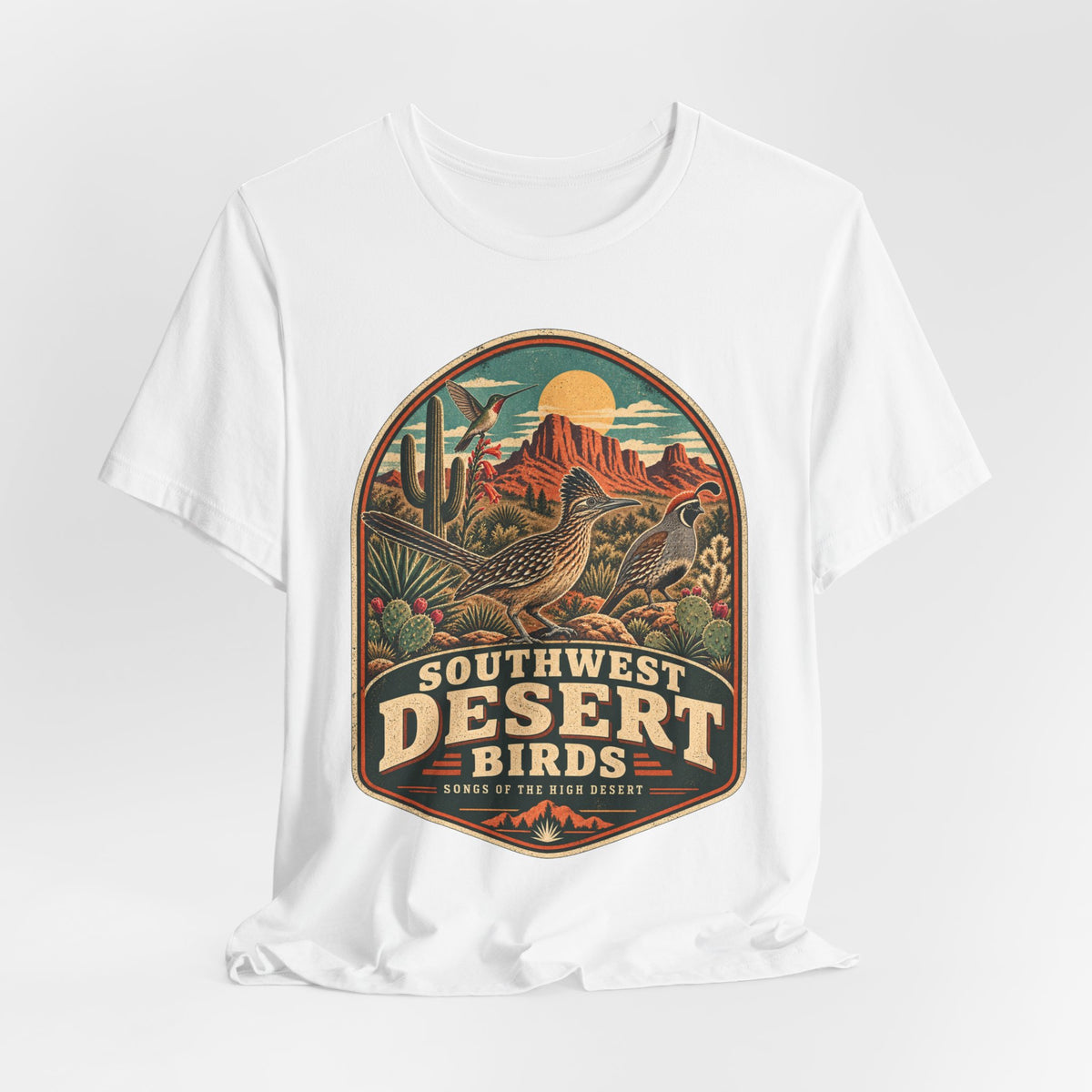 Southwest Desert Birds T-Shirt in Heather Peach - Southwest birds graphic tee, Barely Outdoorsy