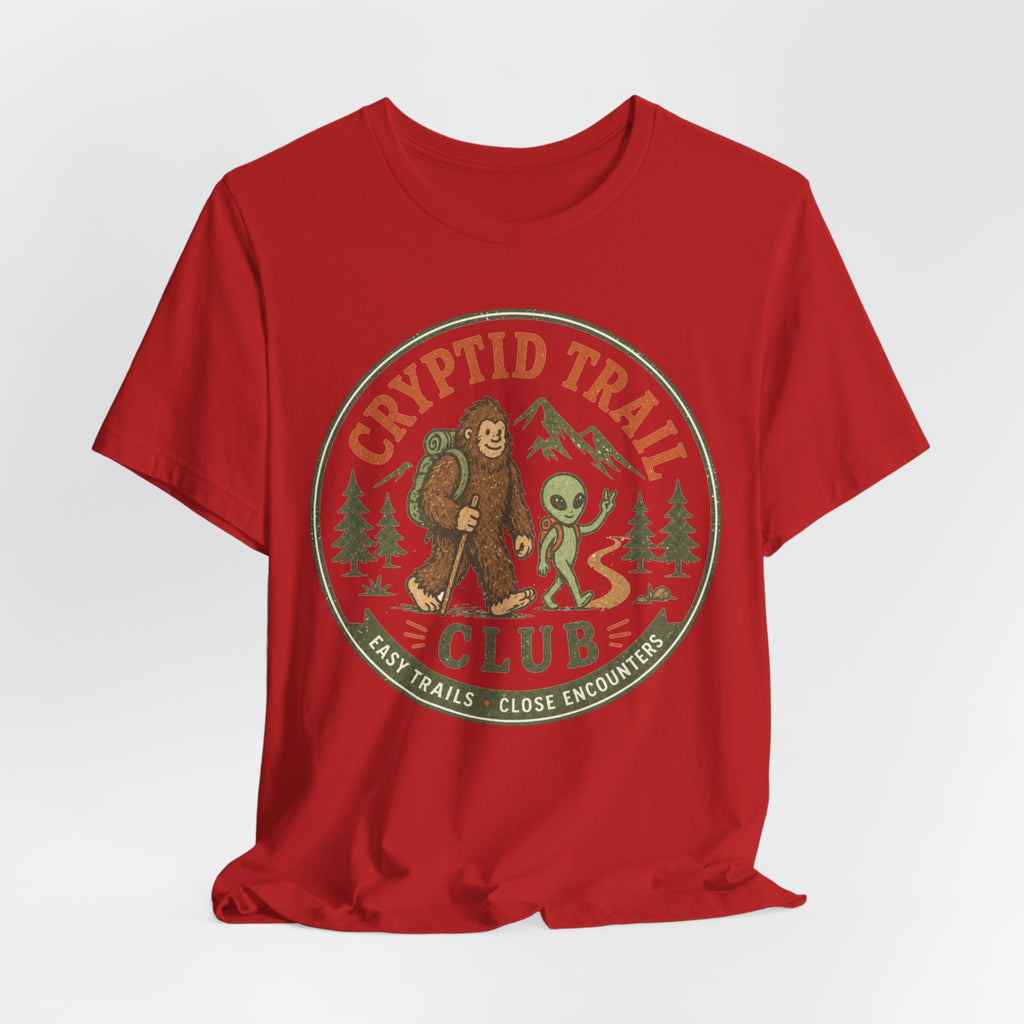 Cryptid Trail Club lifestyle photo outdoor hiking shirt BarelyOutdoorsy