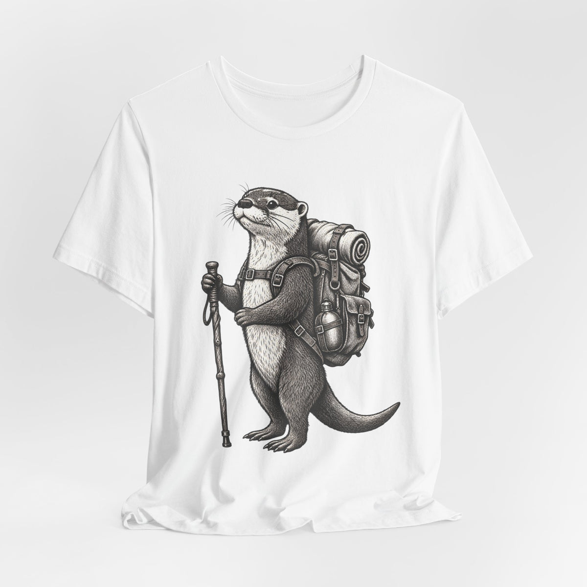 Otter Backpacker Tee in Heather Green - funny otter backpacker hiking shirt, Barely Outdoorsy