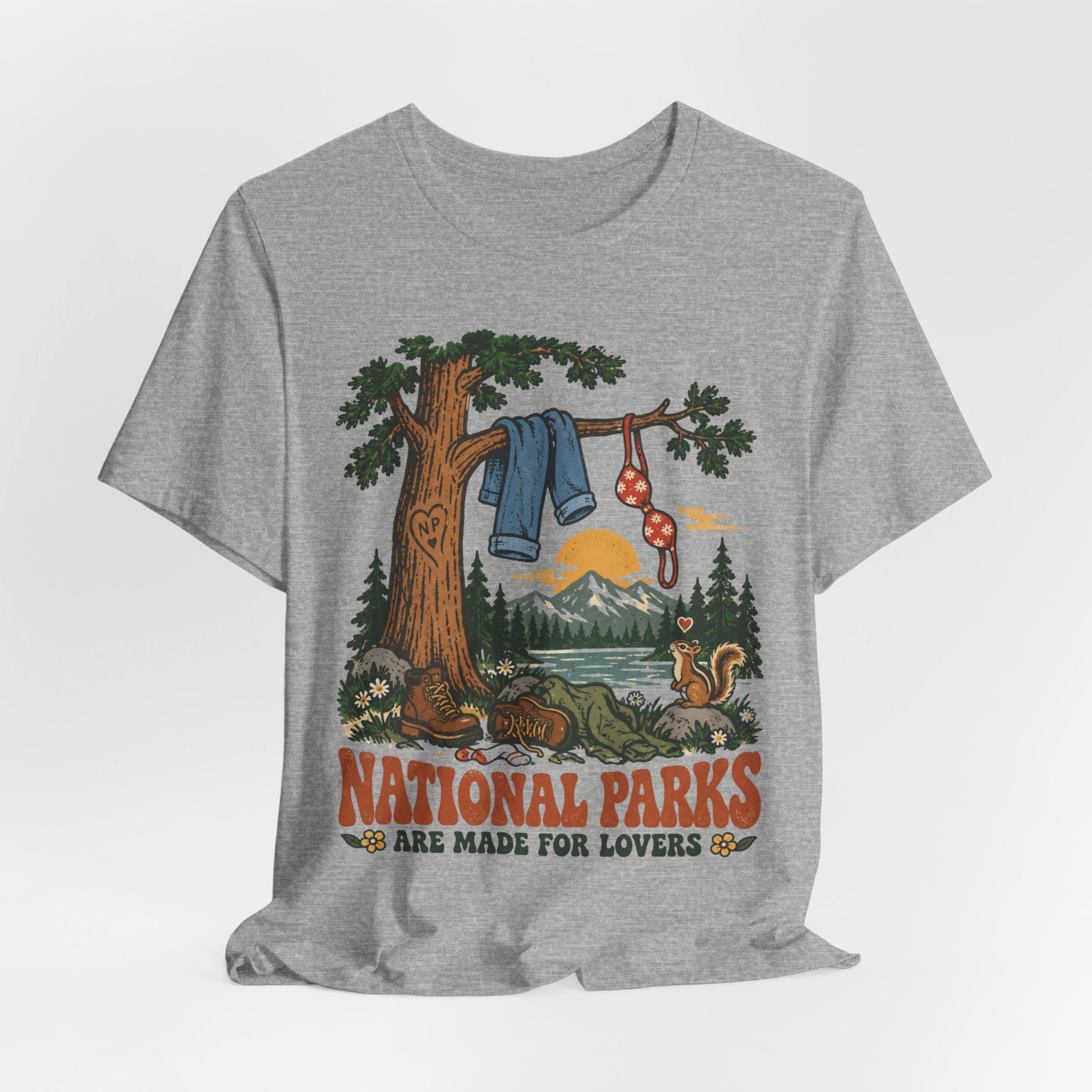 National Parks Are Made For Lovers T-Shirt in Athletic Heather - funny couples hiking national park graphic tee, Barely Outdoorsy Bella Canvas 3001