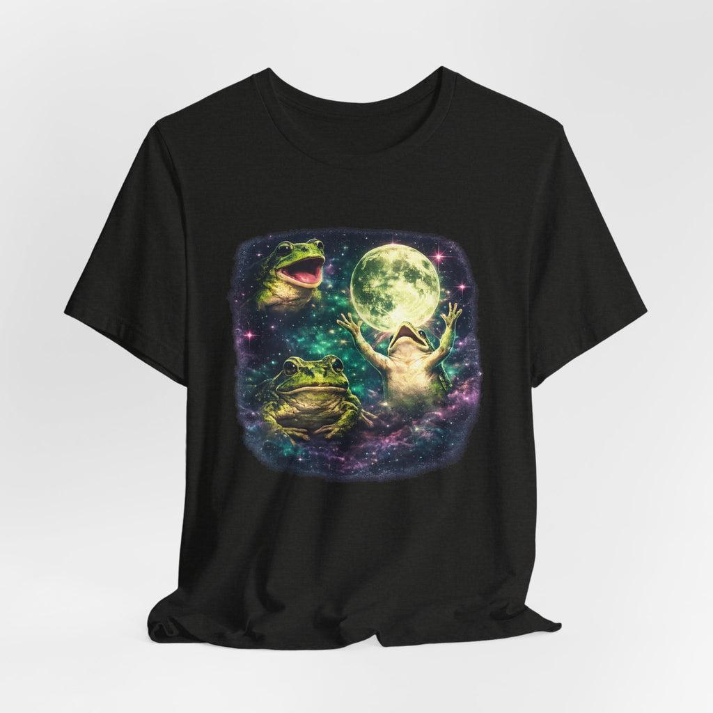 Three Frog Moon T-Shirt in Athletic Heather - funny Three Wolf Moon parody frog graphic tee, Barely Outdoorsy Bella Canvas 3001
