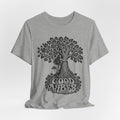 Good Vibes Tree Hug T-Shirt in Heather Prism Lilac - funny good vibes tree hug tee, Barely Outdoorsy
