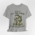 Lollygaggin' Tortoise Tee in Heather Peach - funny tortoise hiking club shirt, Barely Outdoorsy Bella Canvas 3001