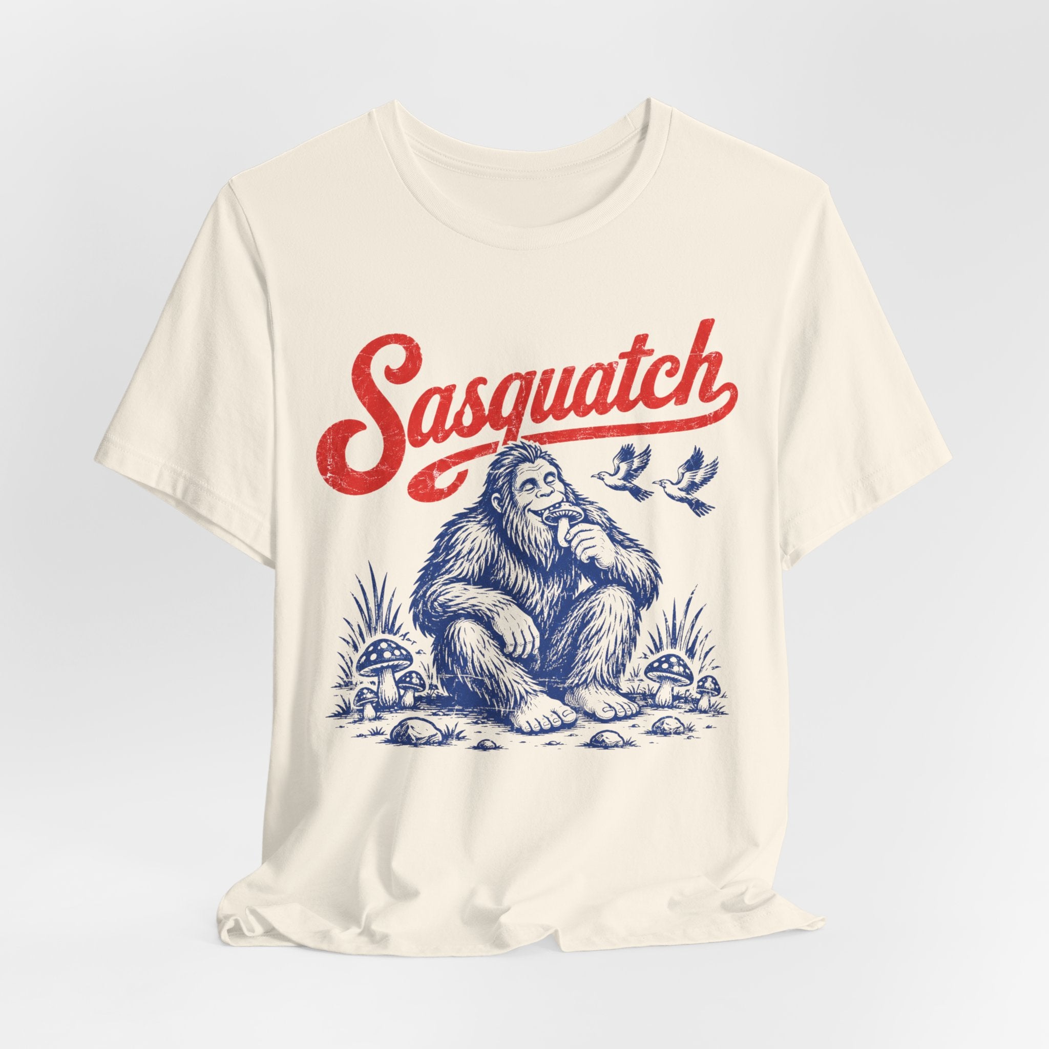 Vintage Sasquatch Woodland T-Shirt in White - vintage Bigfoot naturalist graphic tee, Barely Outdoorsy Bella Canvas