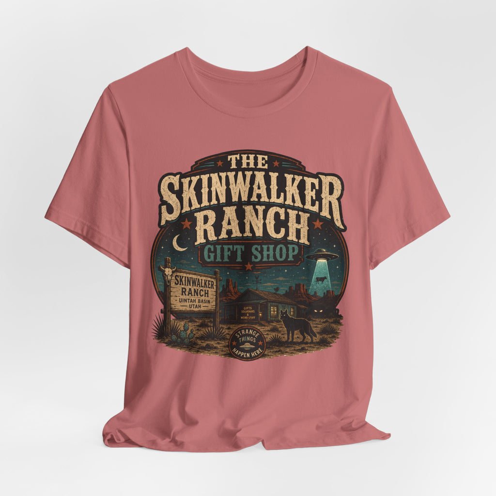 Skinwalker Ranch Gift Shop Tee in Navy - paranormal mystery alien funny graphic shirt, Barely Outdoorsy