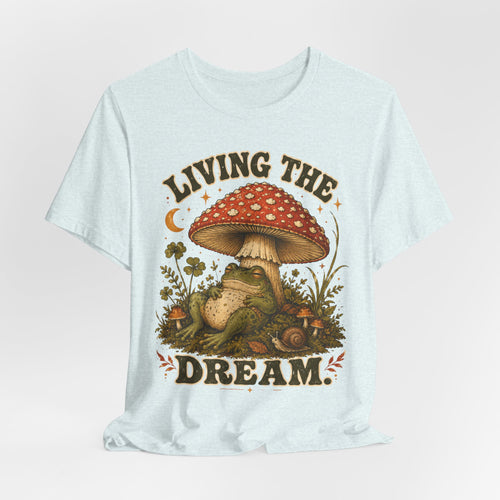 Living The Dream Frog T-Shirt in Navy - funny lazy frog hammock humor graphic tee, Barely Outdoorsy Bella Canvas 3001