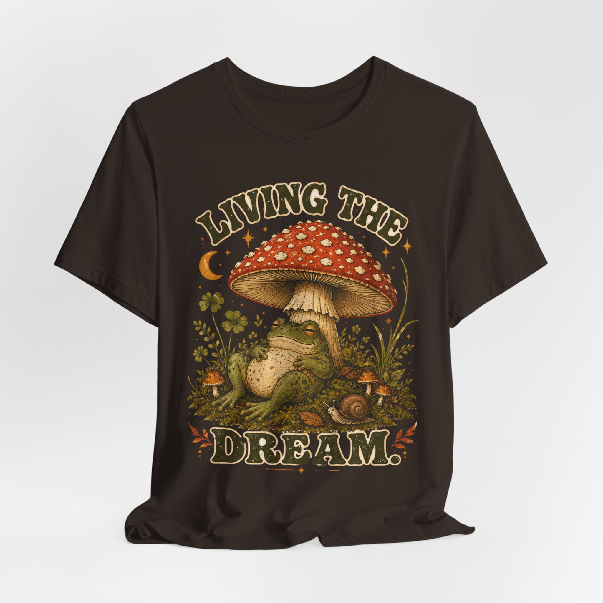 Living The Dream Frog T-Shirt in Black Heather - funny frog chill nature graphic tee, Barely Outdoorsy
