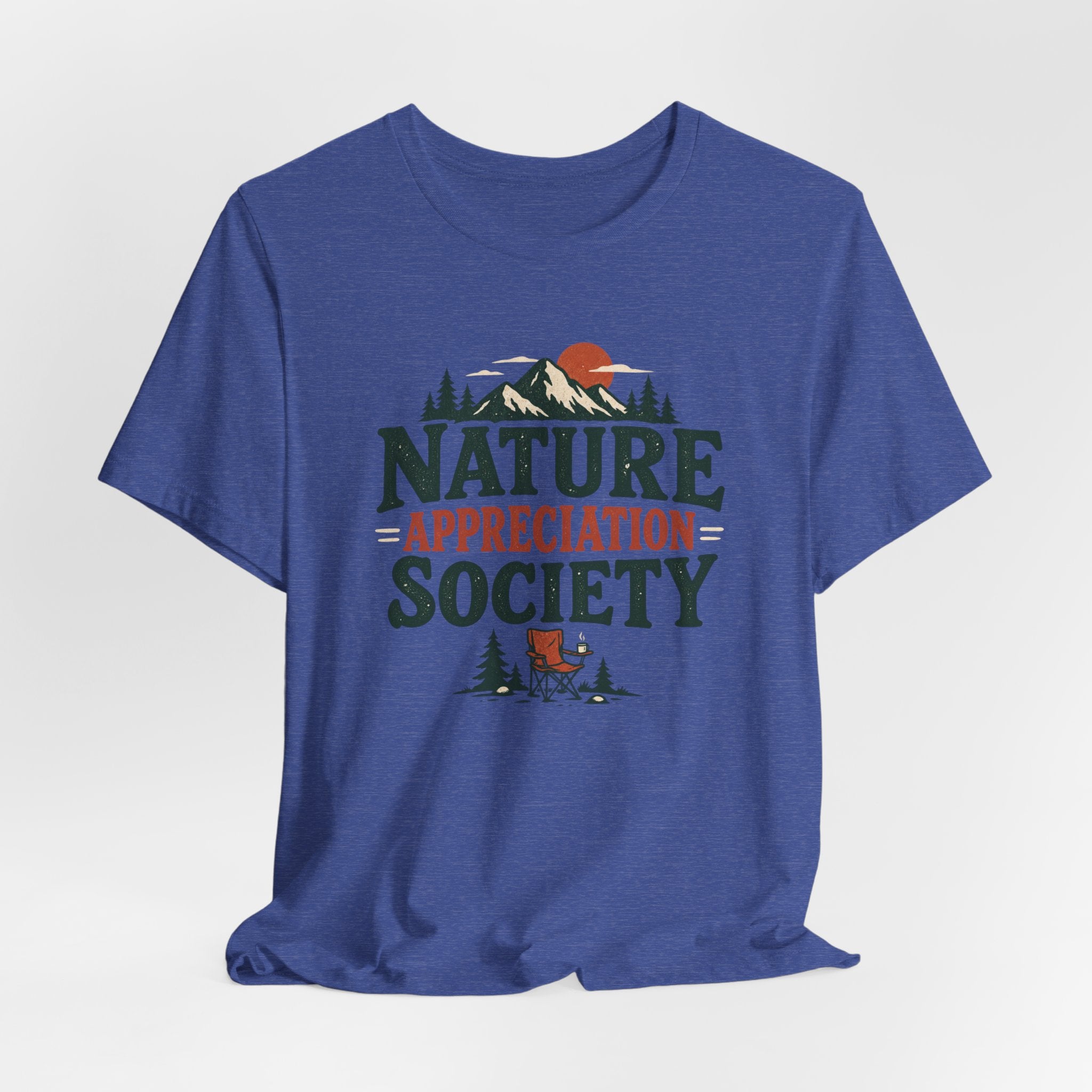 Nature Appreciation Society T-Shirt in Heather Ice Blue - retro badge nature graphic tee, Barely Outdoorsy
