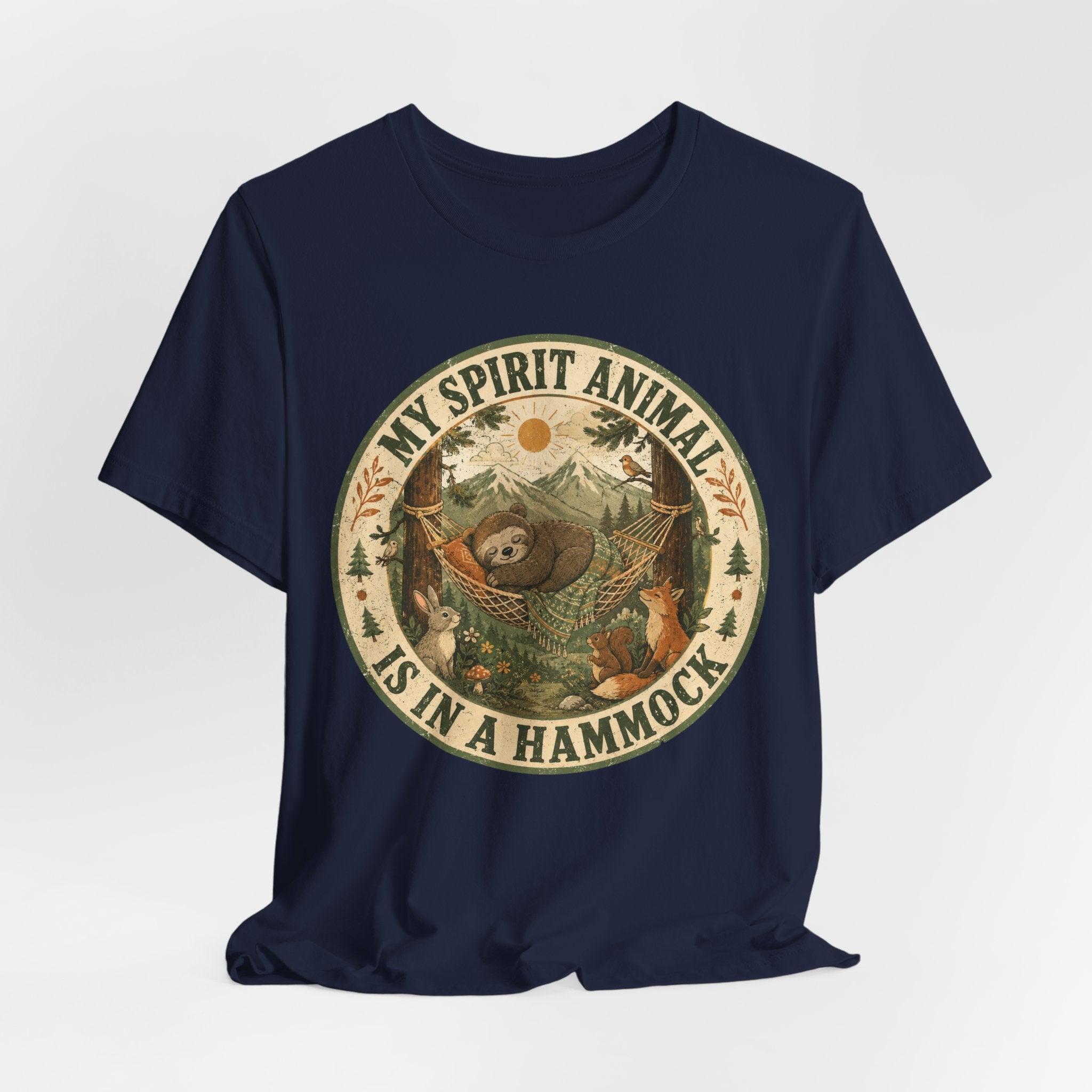 My Spirit Animal Is In A Hammock sloth relaxing funny t-shirt graphic tee Barely Outdoorsy Bella Canvas 3001