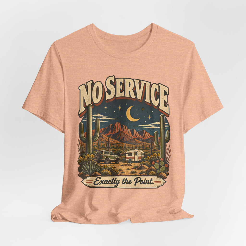 No Service Exactly the Point Tee in Heather True Royal - funny hiking no service humor shirt, Barely Outdoorsy