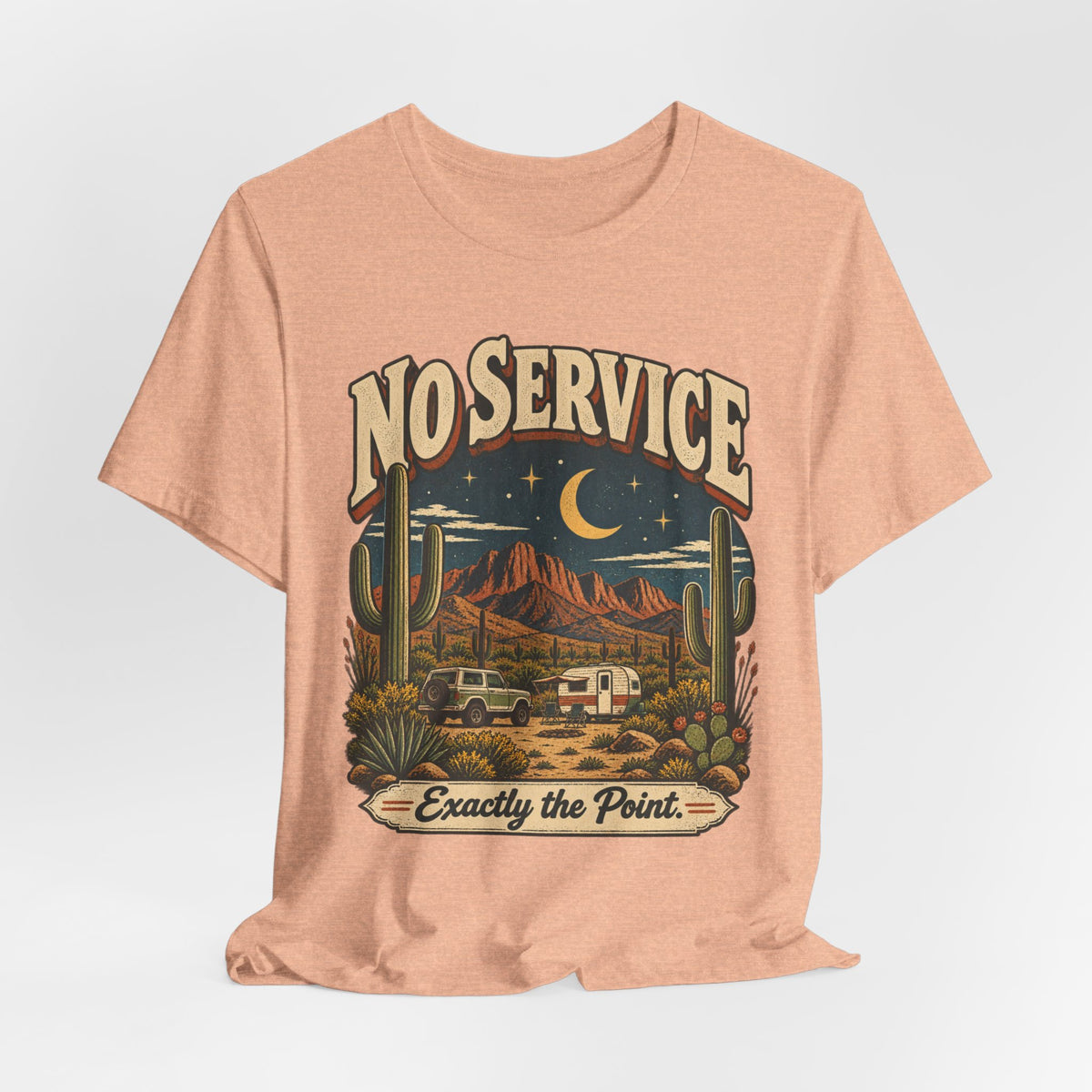 No Service Exactly the Point Tee in Heather True Royal - funny hiking no service humor shirt, Barely Outdoorsy