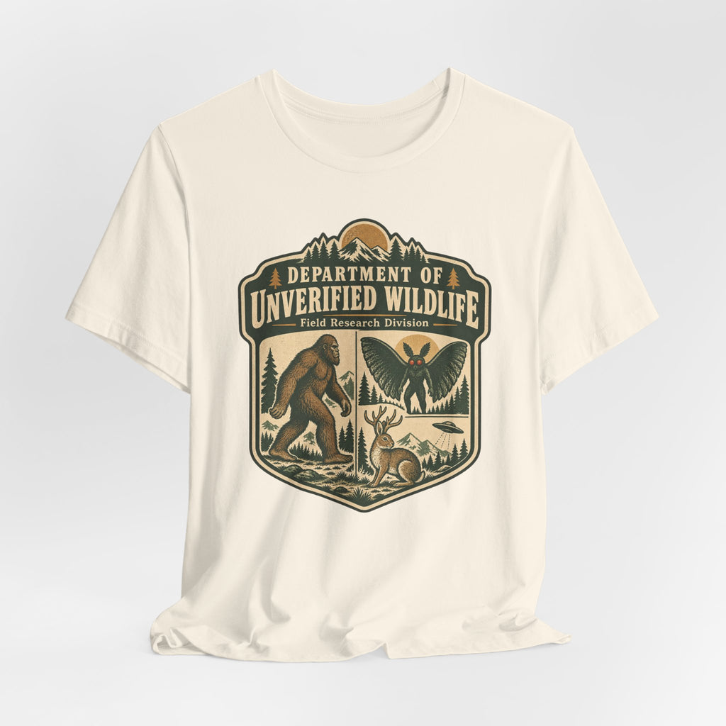 Department of Unverified Wildlife T-Shirt in Black Heather - funny unverified wildlife graphic tee, Barely Outdoorsy