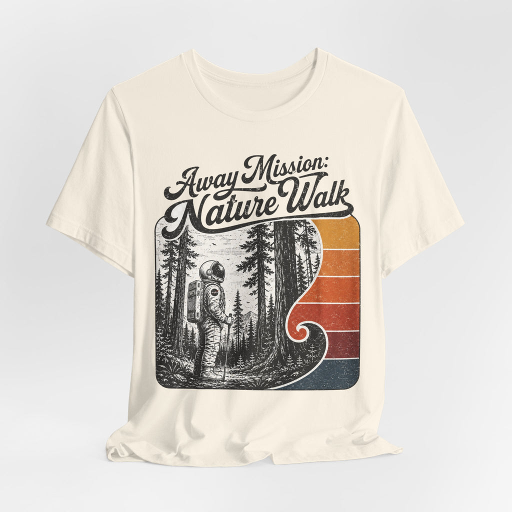 Away Mission Nature Walk Tee in Pink - funny space nerd hiking humor shirt, Barely Outdoorsy