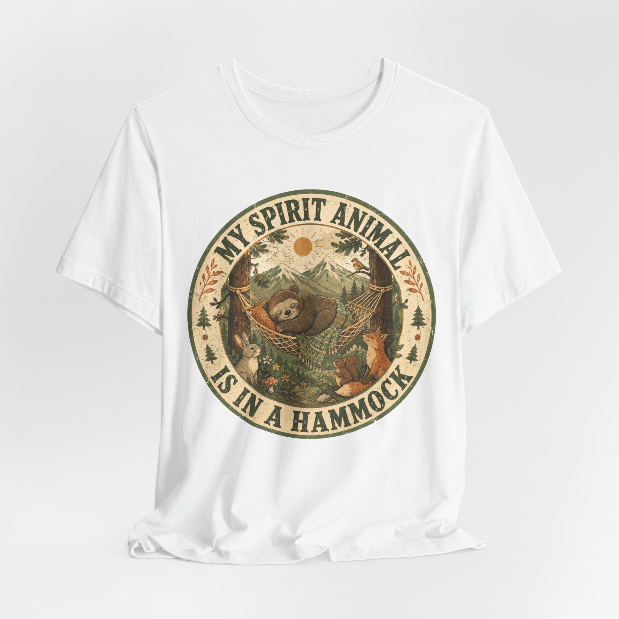 My Spirit Animal Is In A Hammock sloth camping t-shirt graphic tee BarelyOutdoorsy