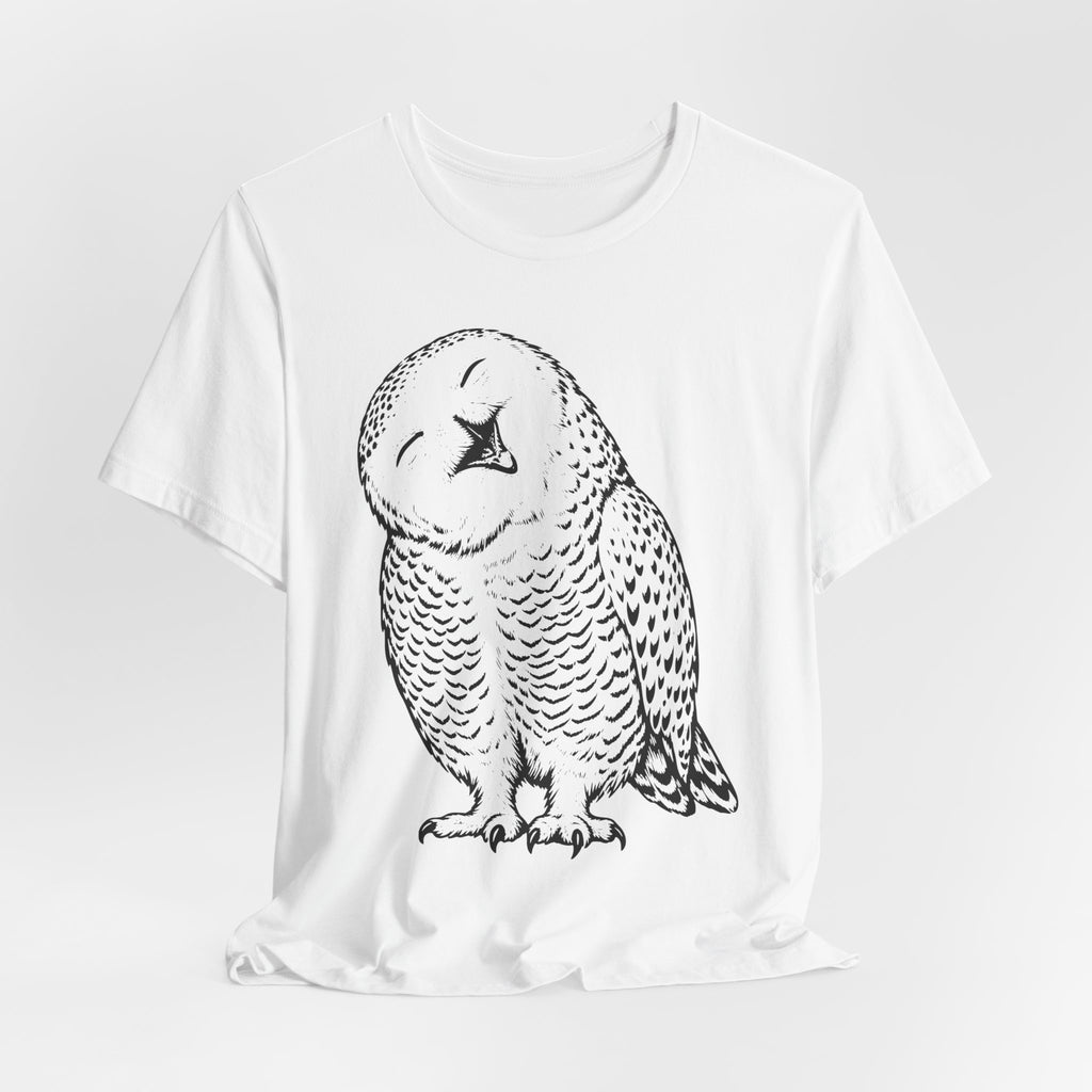 Owl Fine Line T-Shirt in Athletic Heather - vintage fine line owl portrait graphic tee, Barely Outdoorsy Bella Canvas 3001