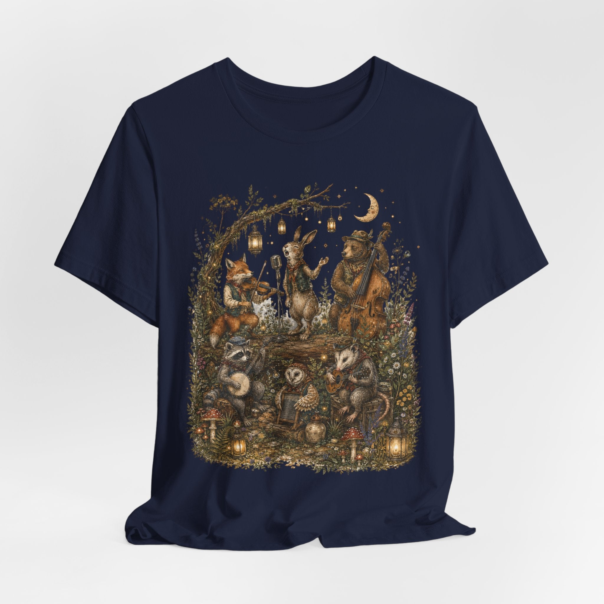 Woodland Band Moonlight Concert Tee in Mauve - woodland concert moonlit graphic shirt, Barely Outdoorsy Bella Canvas 3001