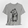 Unhinged Opossum Tee in Pink detail - opossum unhinged humor close-up graphic, Barely Outdoorsy Bella Canvas 3001